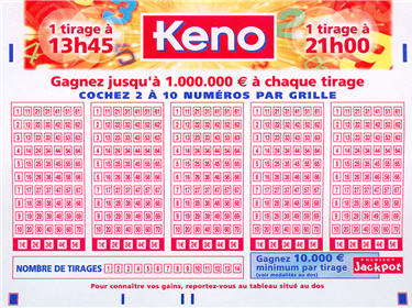 Loto, PMU...Tous fous tous de jeux : le Top 10 de la Française des jeux -  Keno